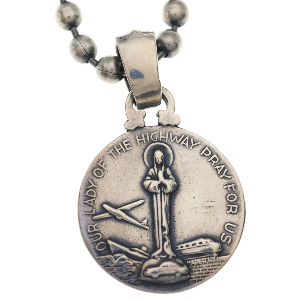 Bill Wall Leather/BWL(ビルウォールレザー) Round Chain Necklace w/Tiny charm and Dual BWL Tag 21 Skull&Cross Bone ラウンド コイン ボールチェーン ネックレス シルバー