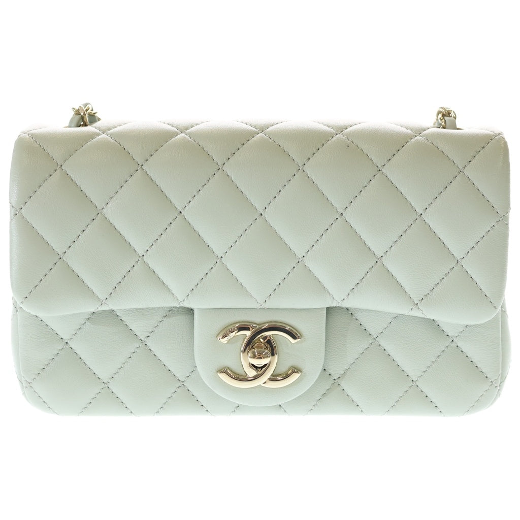 CHANEL(シャネル) ミニマトラッセ20 チェーンショルダーバッグ ミニバッグ ペールグリーン ラムスキン AS5759 ゴールド金具 レディース
