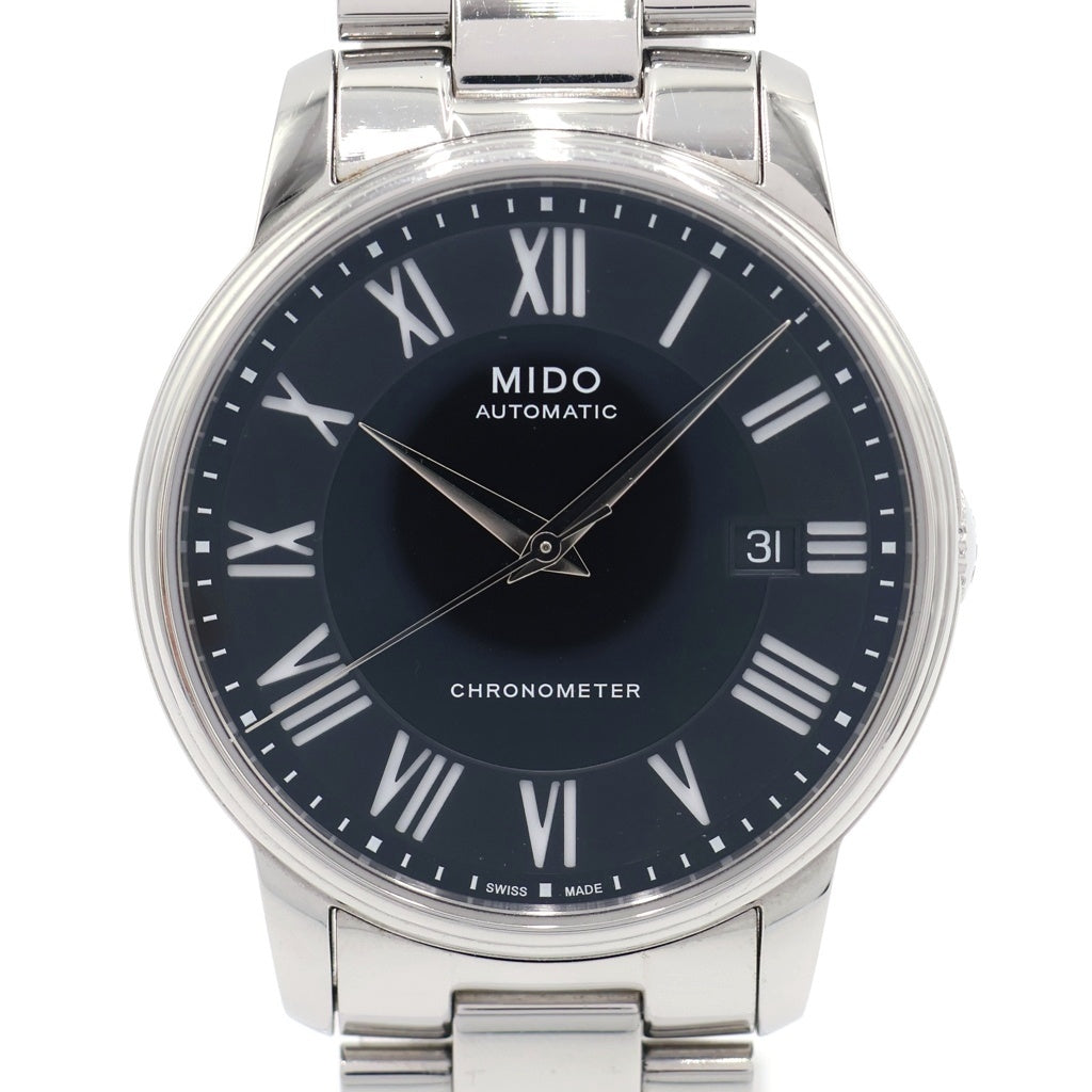 MIDO(ミドー) バロンチェッリ 黒文字盤 自動巻き 腕時計 シルバー M010.408.11.053.09
