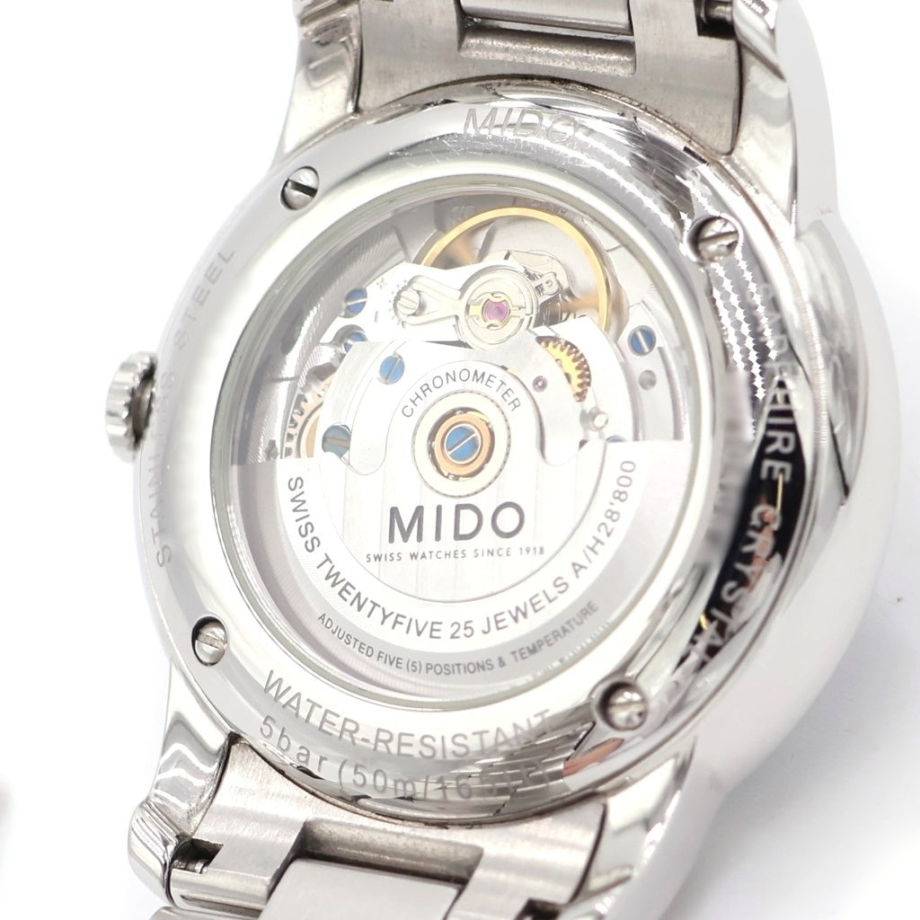 MIDO(ミドー) バロンチェッリ 黒文字盤 自動巻き 腕時計 シルバー M010.408.11.053.09
