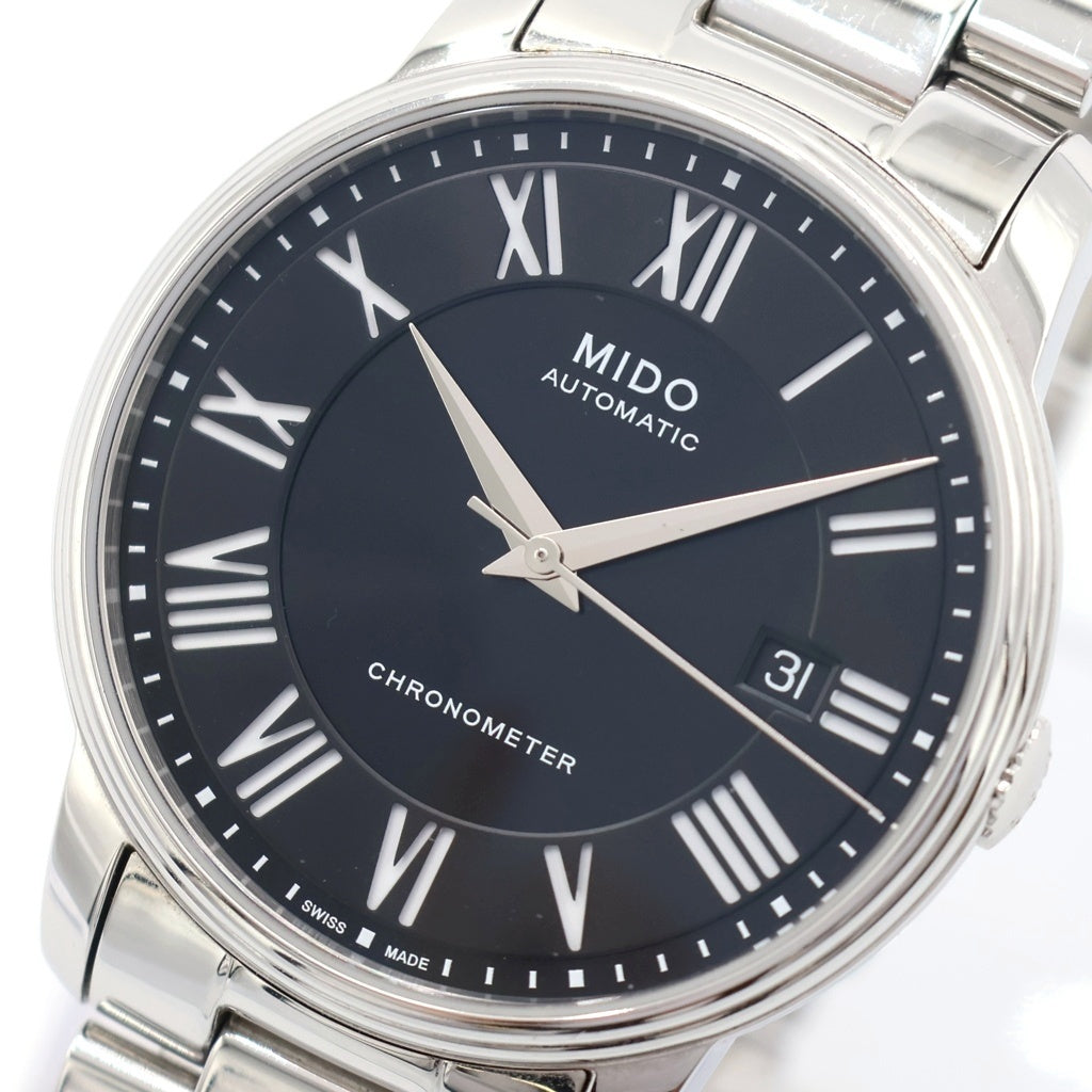 MIDO(ミドー) バロンチェッリ 黒文字盤 自動巻き 腕時計 シルバー M010.408.11.053.09