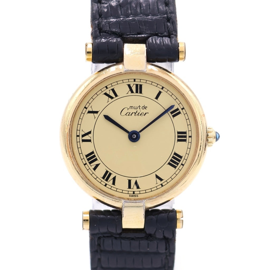 Cartier(カルティエ) ヴァンドーム ルイ カルティエ アイボリー文字盤 925×革/QZ 1981/10/23 カード 84978213 18019688