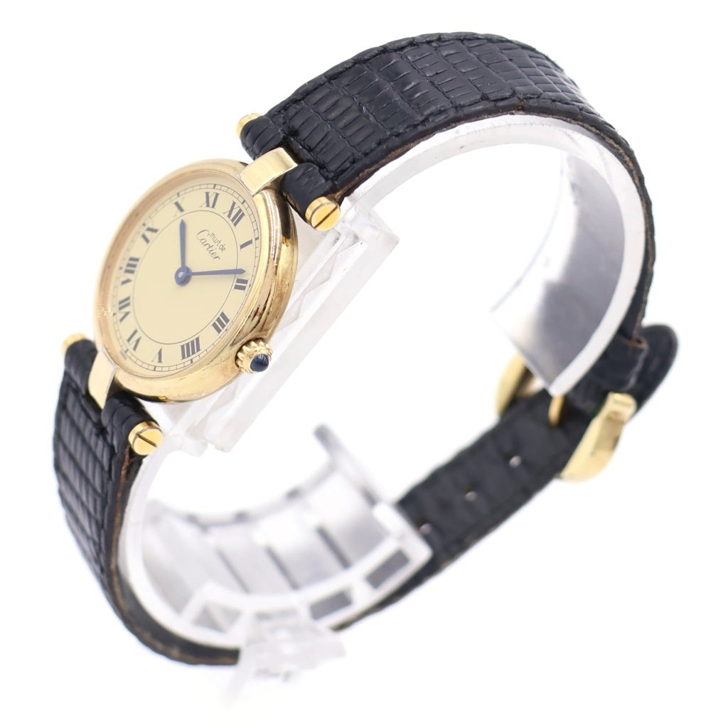 Cartier(カルティエ) ヴァンドーム ルイ カルティエ アイボリー文字盤 925×革/QZ 1981/10/23 カード 84978213 18019688