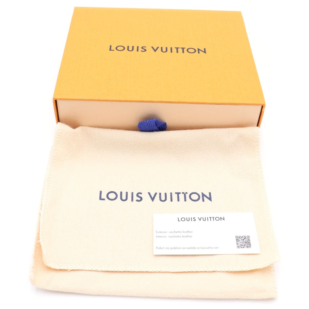 LOUIS VUITTON(ルイヴィトン) LVヴェルティカル トリヨン レザー コンパクトウォレット 二つ折り財布 ゴールド金具 ベージュ/ライトブルー M82198 レディース