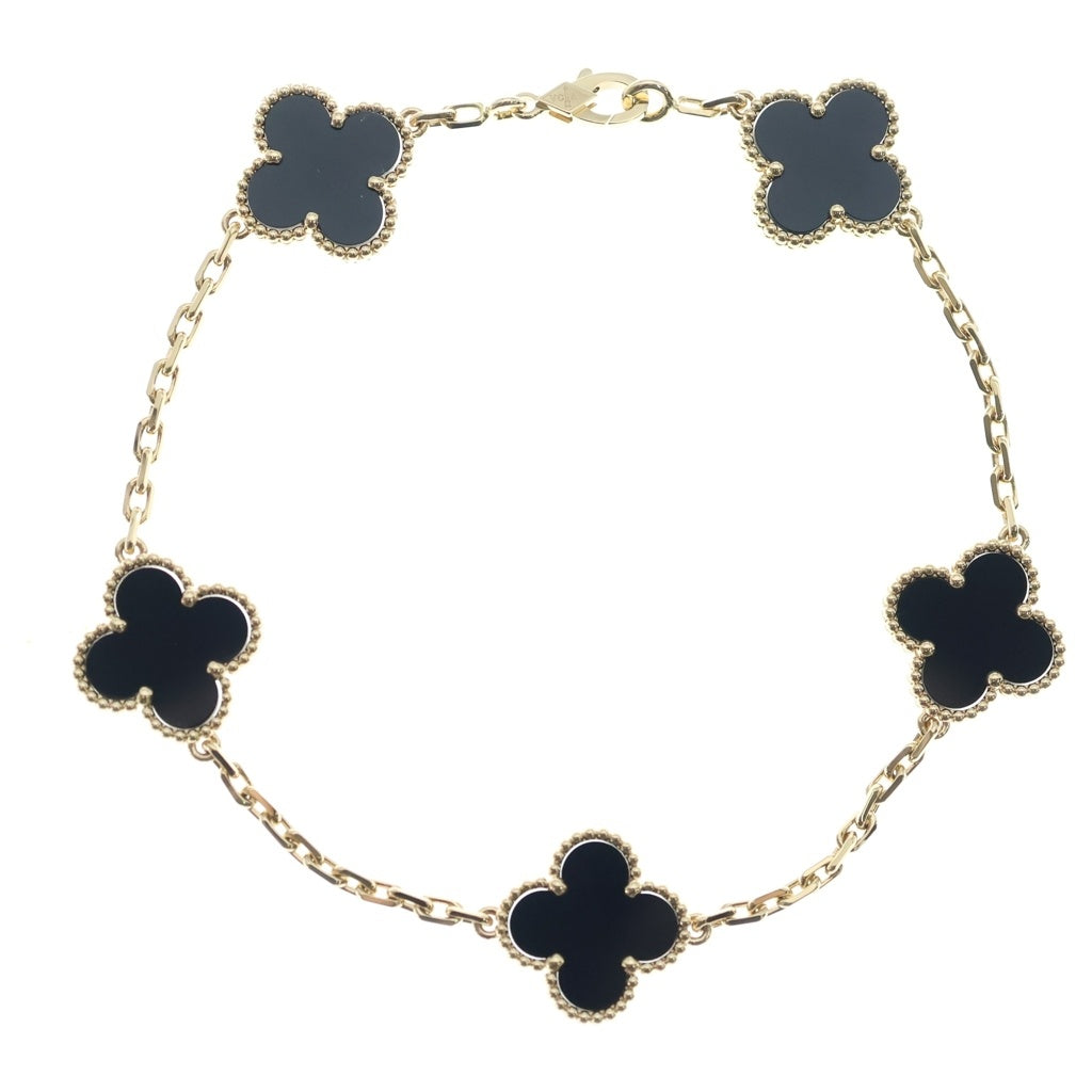 Van Cleef & Arpels(ヴァンクリーフアンドアーペル) アルハンブラ 5モチーフ オニキス ブレスレット イエローゴールド Au750 YG VCARA41300 レディース