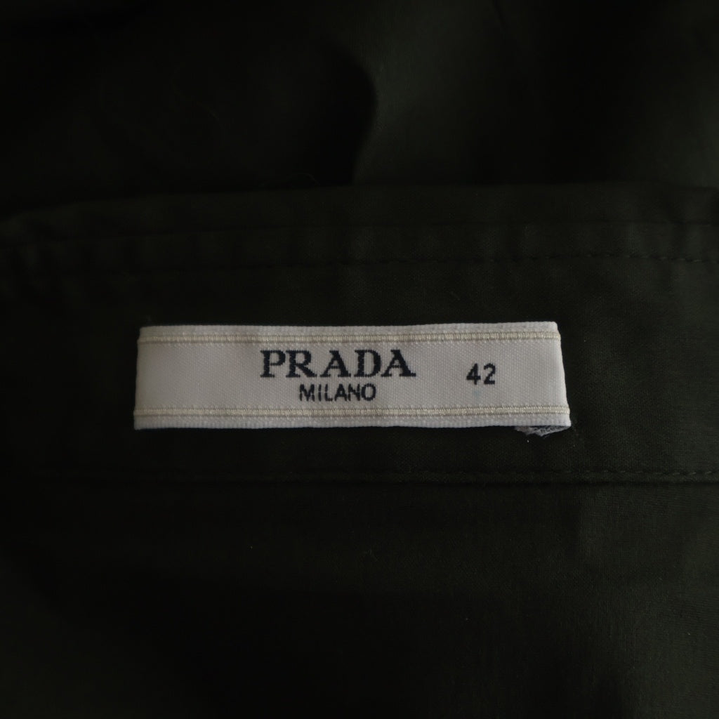 PRADA(プラダ) レース装飾 ストレッチ 長袖シャツ カーキ レディース P4537