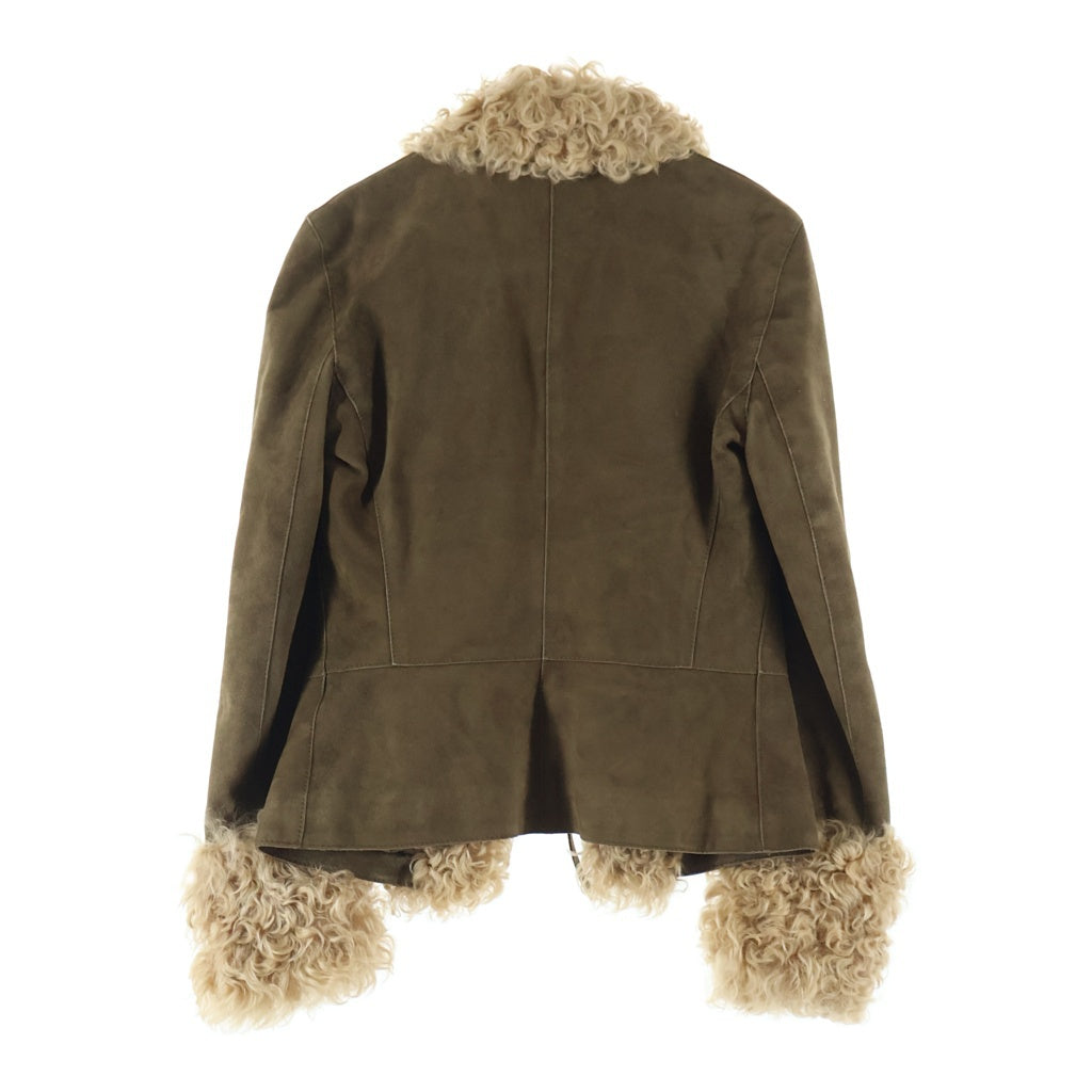 DOLCE & GABBANA(ドルチェアンドガッバーナ) スエードレザー ムートン 中綿ジャケット ベージュ レディース
