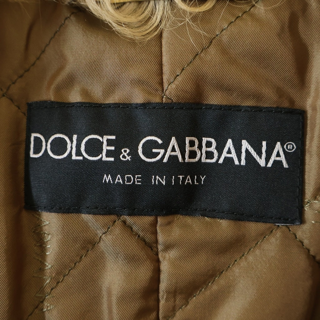 DOLCE & GABBANA(ドルチェアンドガッバーナ) スエードレザー ムートン 中綿ジャケット ベージュ レディース