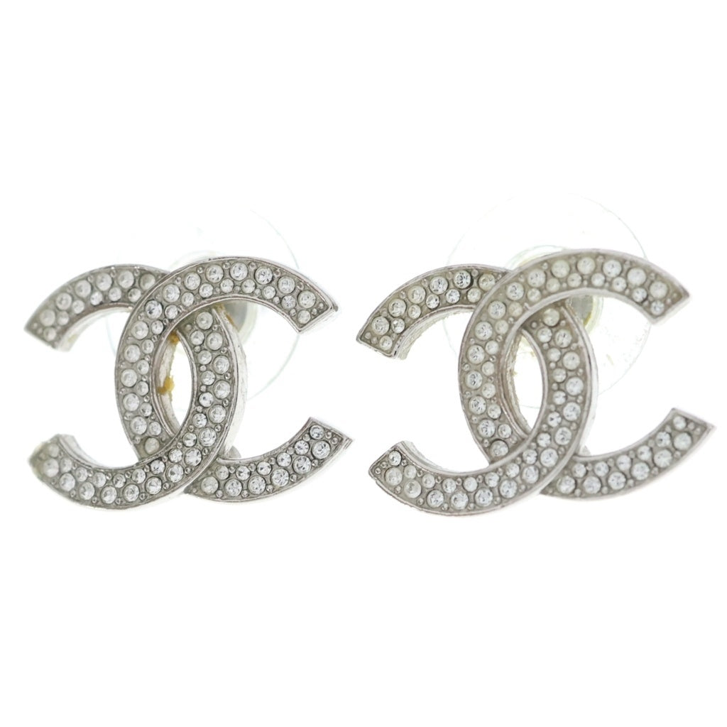 CHANEL(シャネル) ココマーク ラインストーン スタッドピアス シルバー B20 レディース