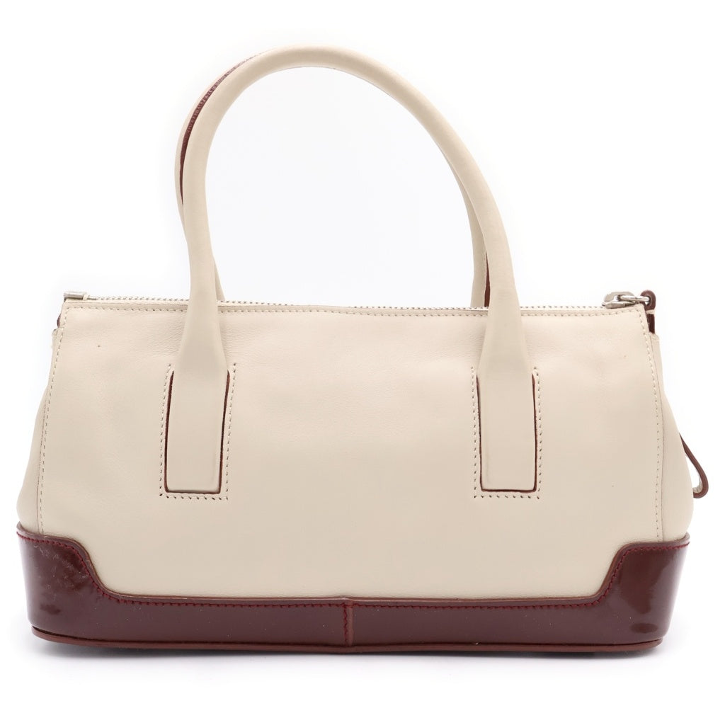 PRADA(プラダ) ハンドバッグ ベージュ/ブラウン レザー×パテント サフィアーノ B10327 レディース