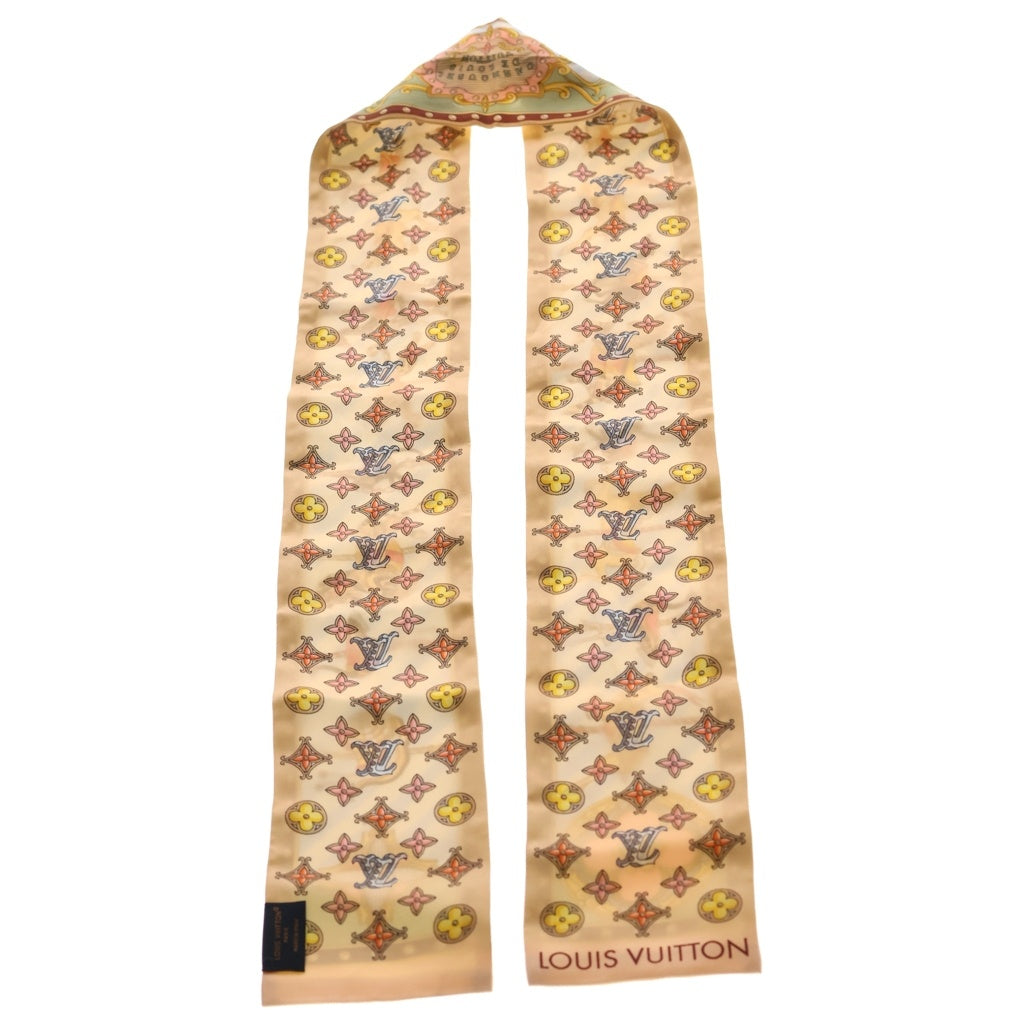 LOUIS VUITTON(ルイヴィトン) LVカルーセル バンドー メリーゴーランド 総柄プリント シルク スカーフ ベージュ/ライトブルー M97592 レディース