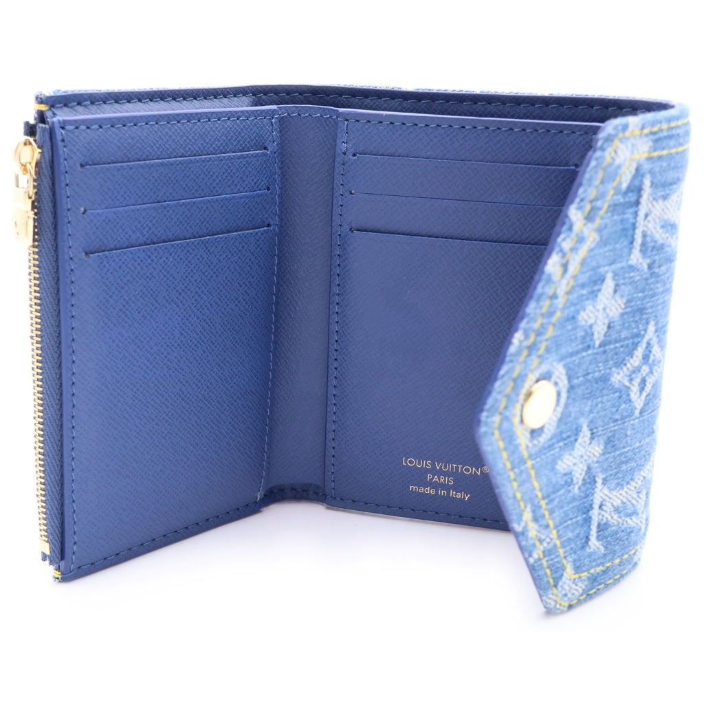 LOUIS VUITTON(ルイヴィトン) モノグラム デニム ポルトフォイユ ヴィクトリーヌ コンパクトウォレット 三つ折り財布 インディゴブルー M13212 ゴールド金具