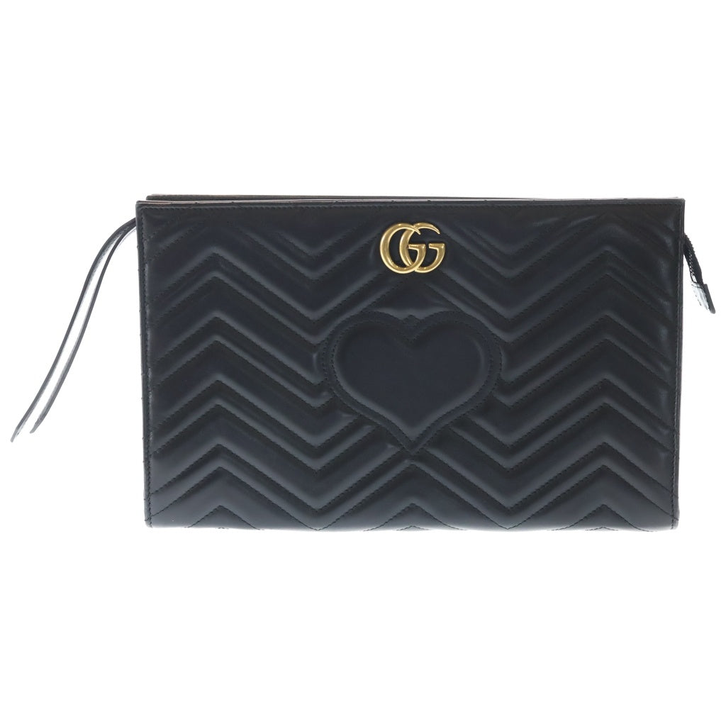 GUCCI(グッチ) GGマーモント クラッチバッグ セカンドバッグ ブラック レザー 448450 ゴールド金具 レディース