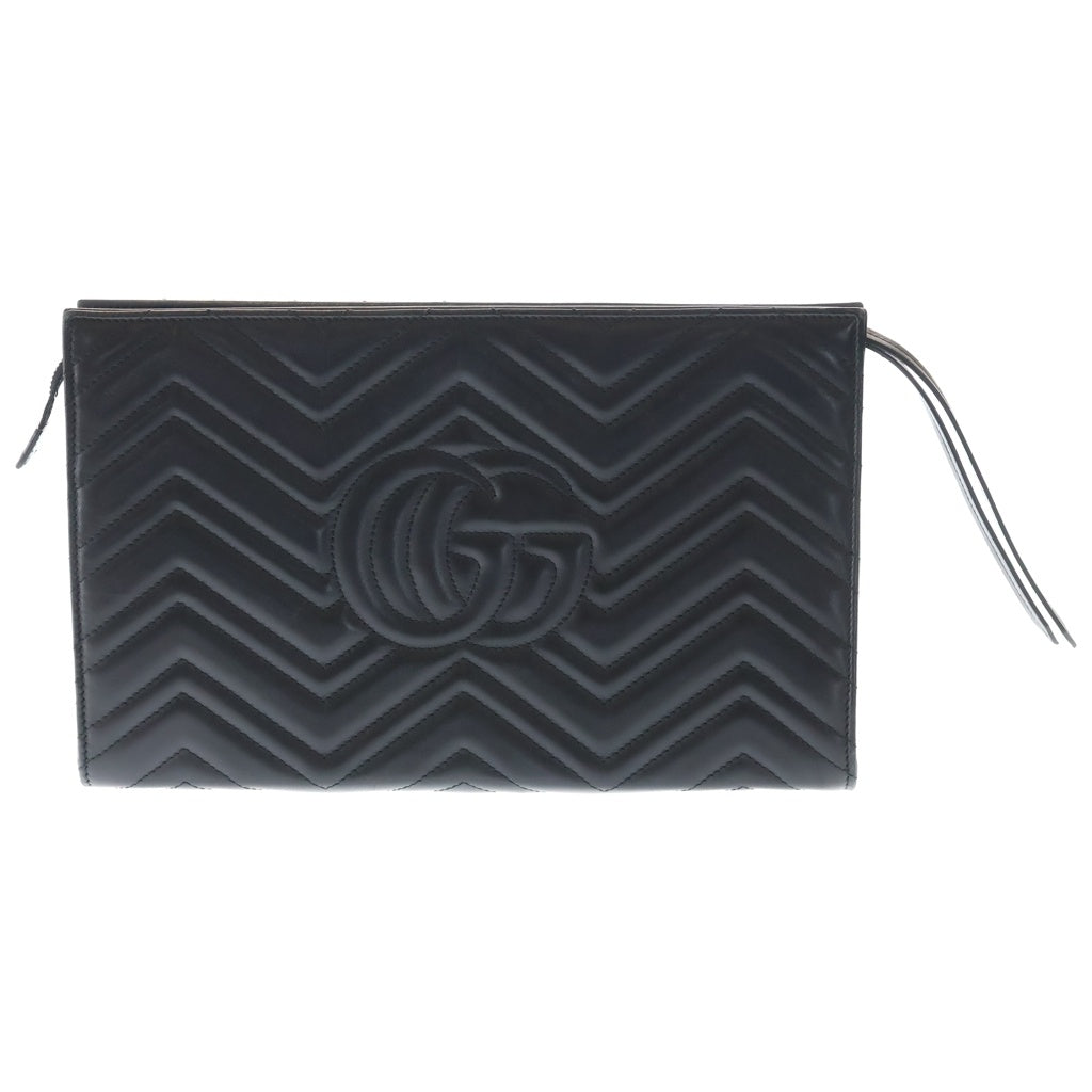 GUCCI(グッチ) GGマーモント クラッチバッグ セカンドバッグ ブラック レザー 448450 ゴールド金具 レディース
