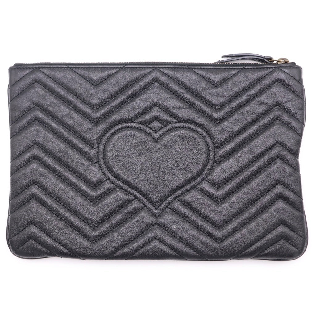 GUCCI(グッチ) GGマーモント クラッチバッグ セカンドバッグ ブラック レザー 525541 ゴールド金具 レディース