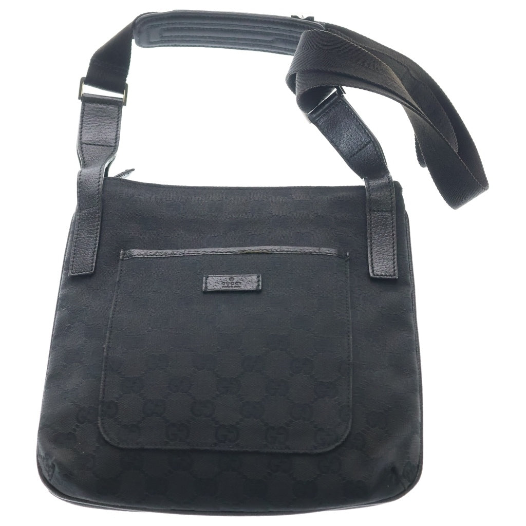 GUCCI(グッチ) GGキャンバス ショルダーバッグ ブラック レザー×キャンバス 122793