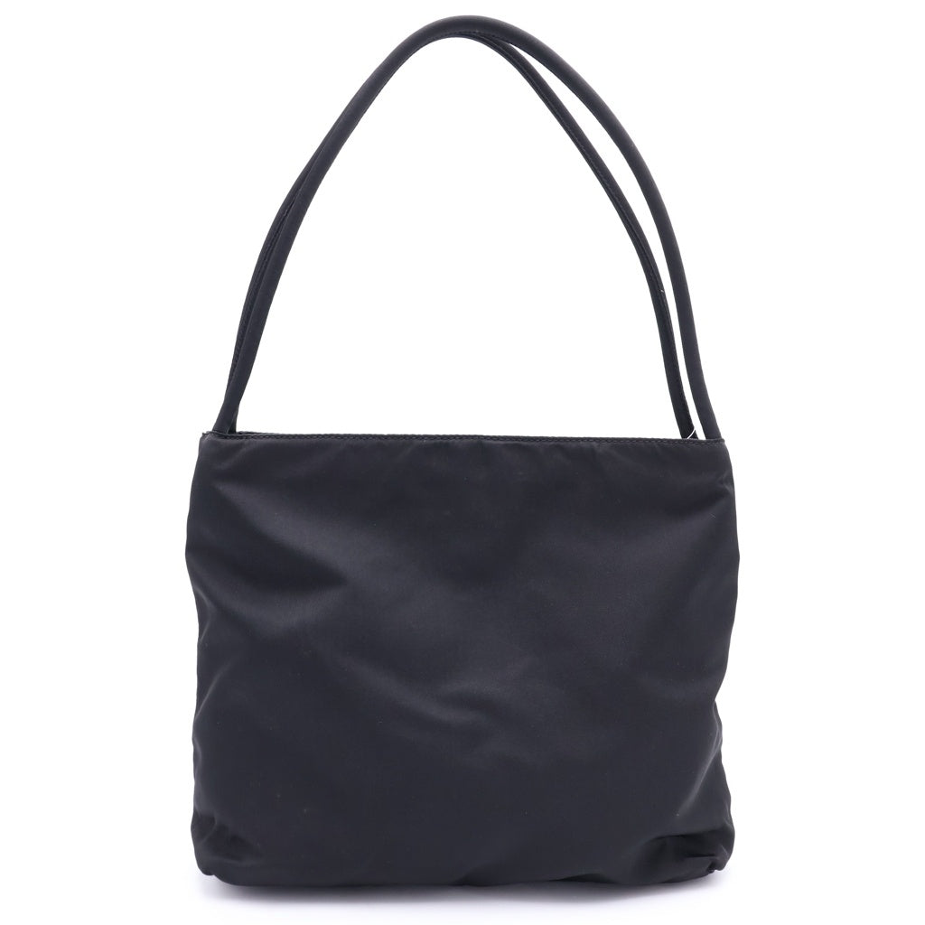 PRADA(プラダ) トライアングルロゴ プレート ナイロン トートバッグ シルバー金具 ブラック B6242 レディース