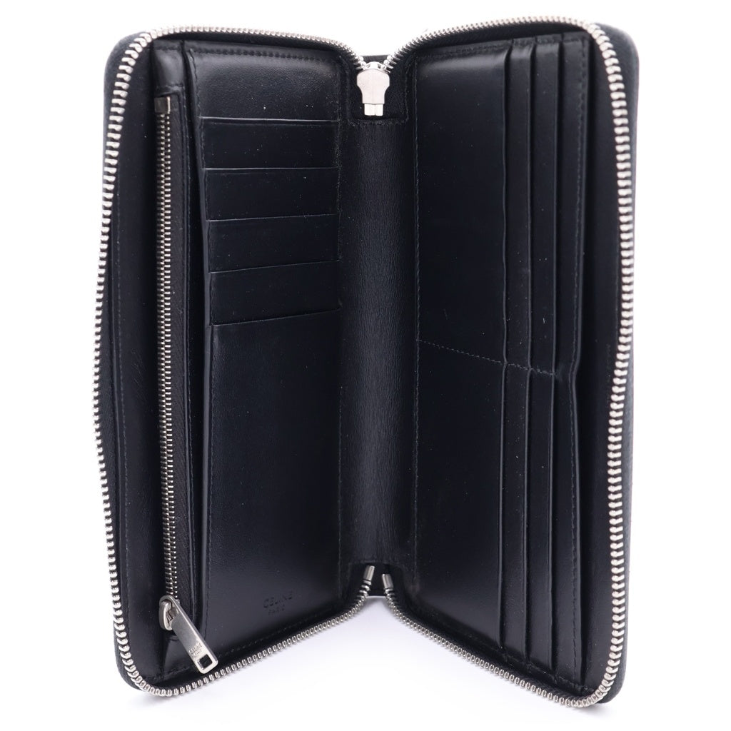 CELINE(セリーヌ) ロゴ ラウンドファスナー レザー ロングウォレット 長財布 ブラック レディース