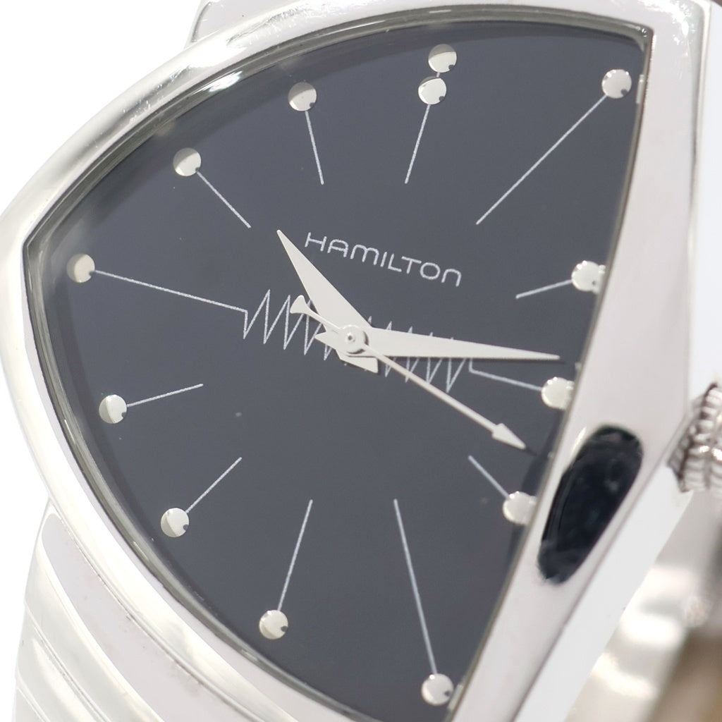 HAMILTON(ハミルトン) ベンチュラ 黒文字盤 SS×レザー/QZ ステンレス クォーツ 電池式 腕時計 H24411732