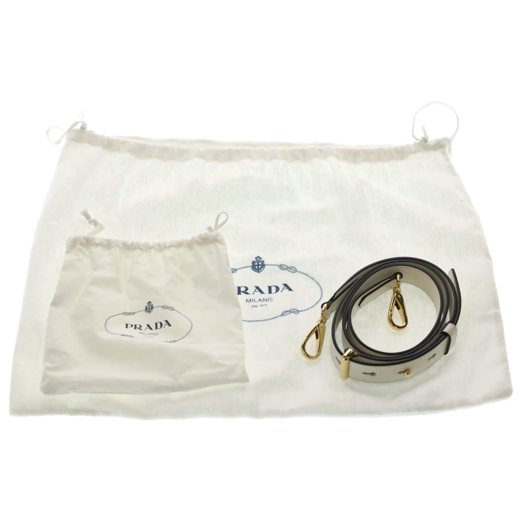 PRADA(プラダ) シンボル ステッチ 2WAYバッグ ハンドバッグ ショルダーバッグ ホワイト レザー 1BA396 ゴールド金具 レディース