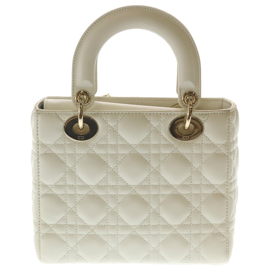 Christian Dior(クリスチャンディオール) マイレディディオール スモール 2WAYバッグ ハンドバッグ ショルダーバッグ ホワイト レザー ゴールド金具 レディース