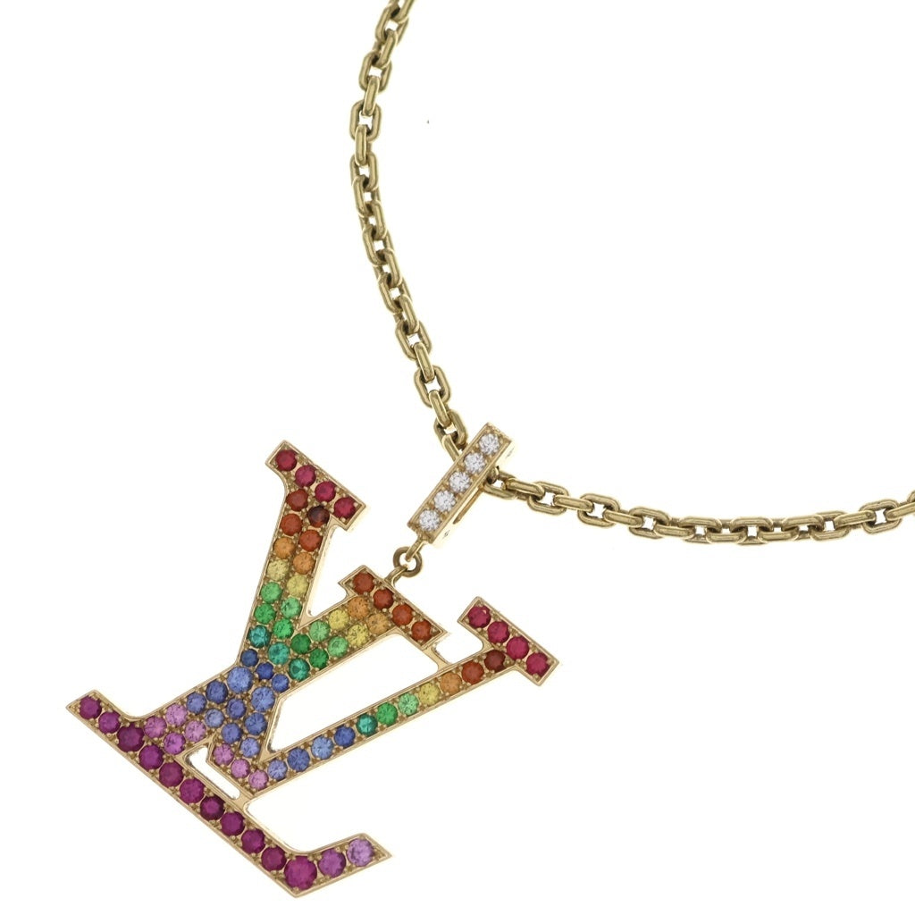 LOUIS VUITTON(ルイヴィトン) パンダンティフ LV ネックレス ペンダント チェーン XL ゴールド×レインボー Au750 Q93847