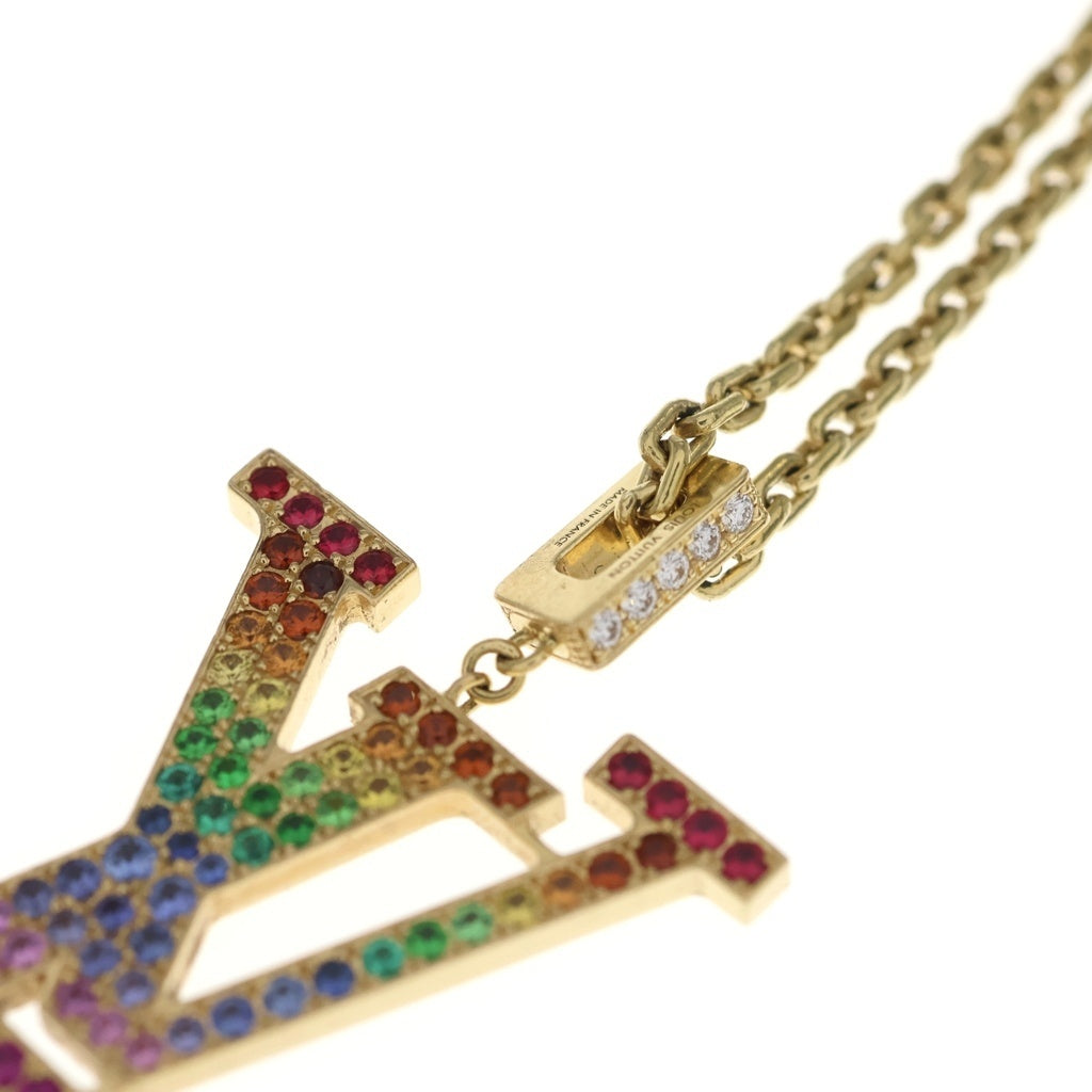 LOUIS VUITTON(ルイヴィトン) パンダンティフ LV ネックレス ペンダント チェーン XL ゴールド×レインボー Au750 Q93847