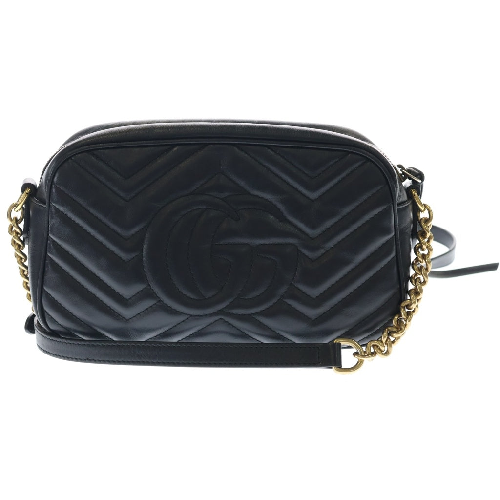 GUCCI(グッチ) GGマーモント ショルダーバッグ ブラック レザー 447632 ゴールド金具 レディース