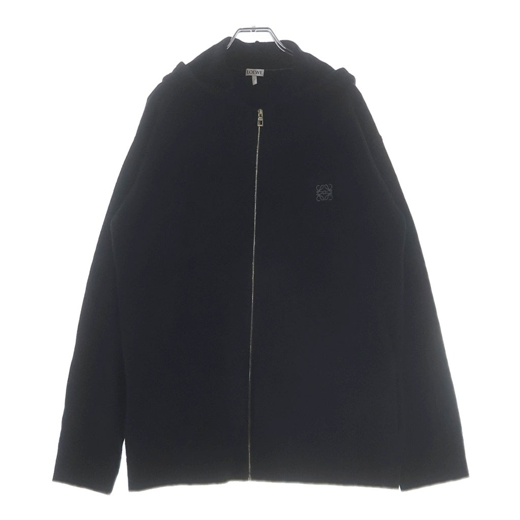 LOEWE(ロエベ) アナグラム ジップアップ パーカー ブラック ウール #L レディース