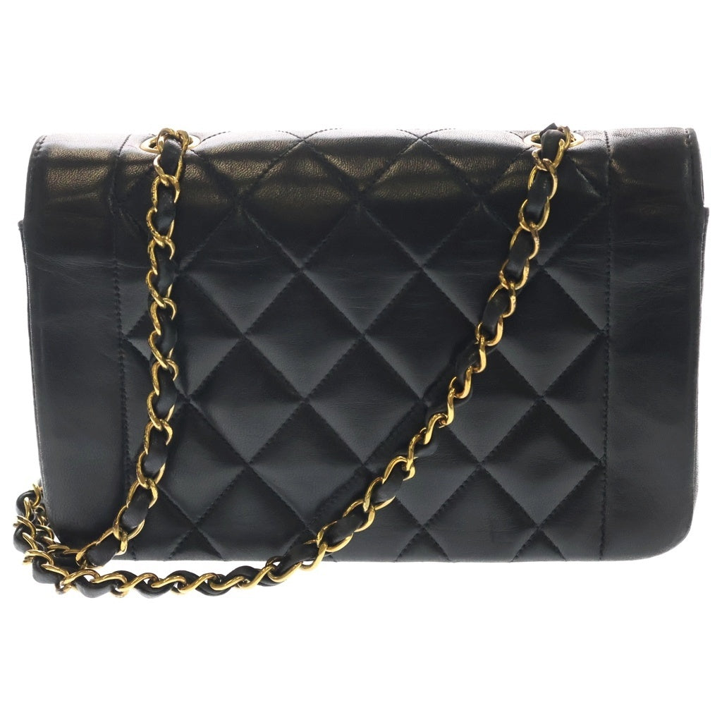 CHANEL(シャネル) マトラッセ ダイアナ22 チェーン ショルダーバッグ ラムスキン レザー ゴールド金具 ブラック 3番台 レディース