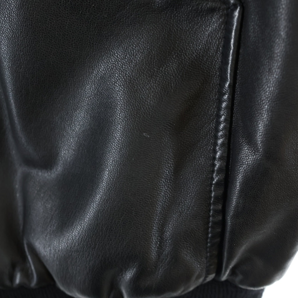 HERMES(エルメス) ラムスキン レザー ジップアップ フーデッド ジャケット ブラック