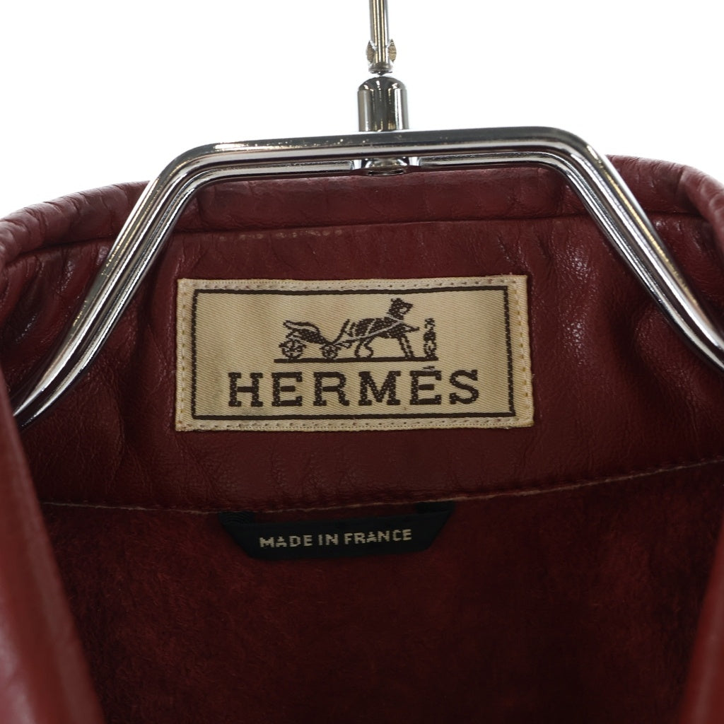 HERMES(エルメス) ラムスキン レザー 長袖シャツ レッド