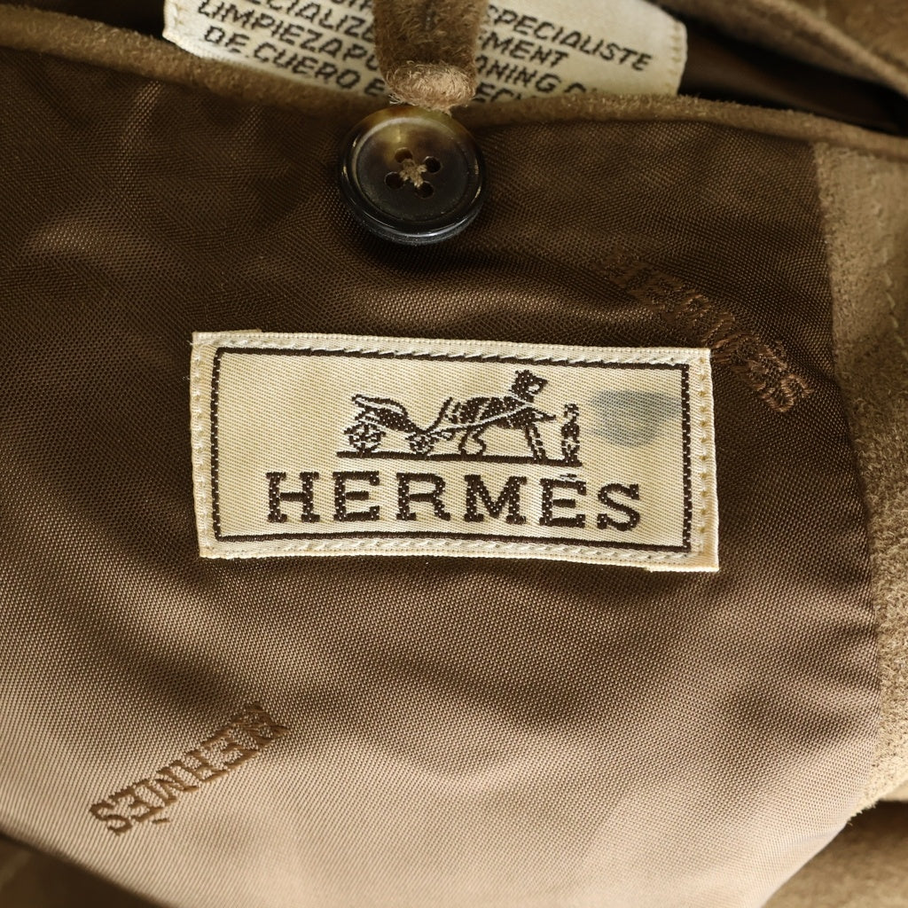 HERMES(エルメス) ステッチデザイン スエードレザー 2B テーラードジャケット ブラウン
