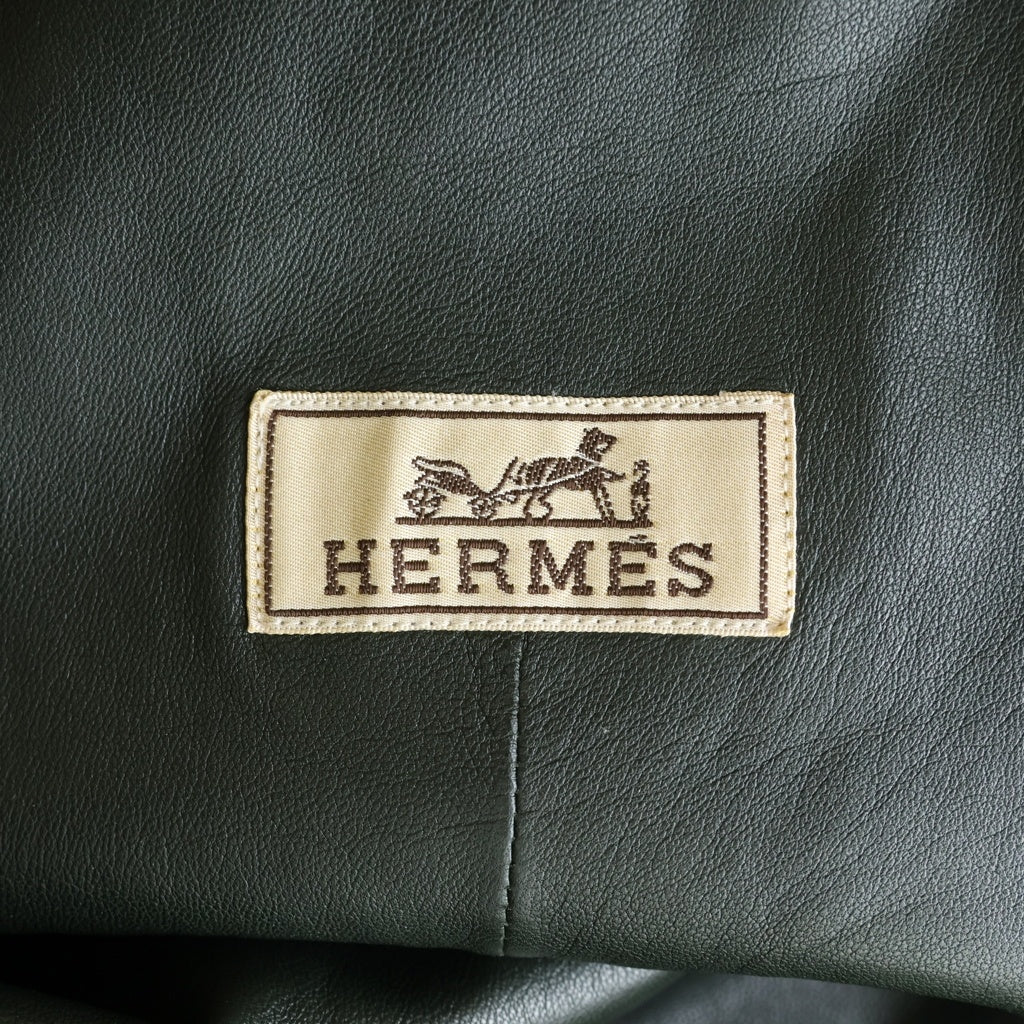 HERMES(エルメス) ラムスキン レザー 3B テーラードジャケット グリーン