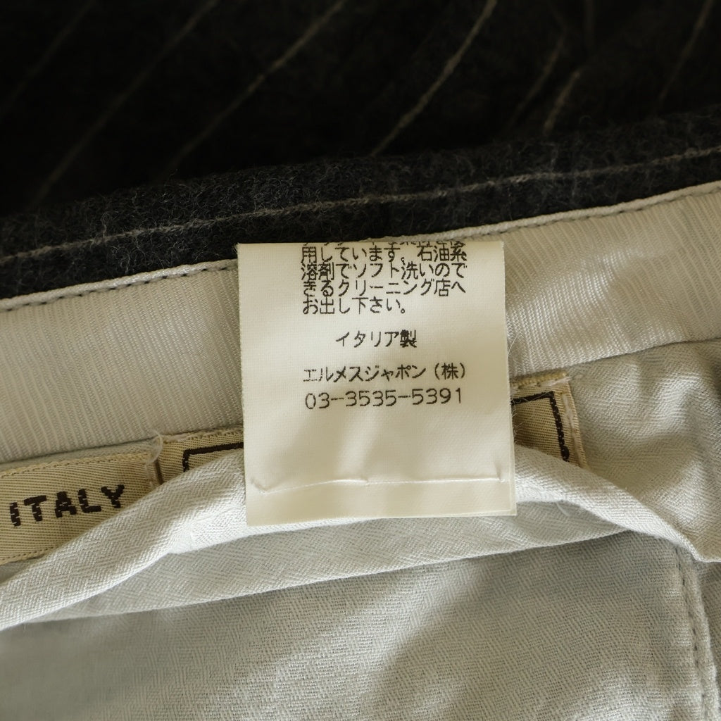 HERMES(エルメス) セットアップスーツ ストライプ総柄 ウール 3B テーラードジャケット スラックスパンツ グレー