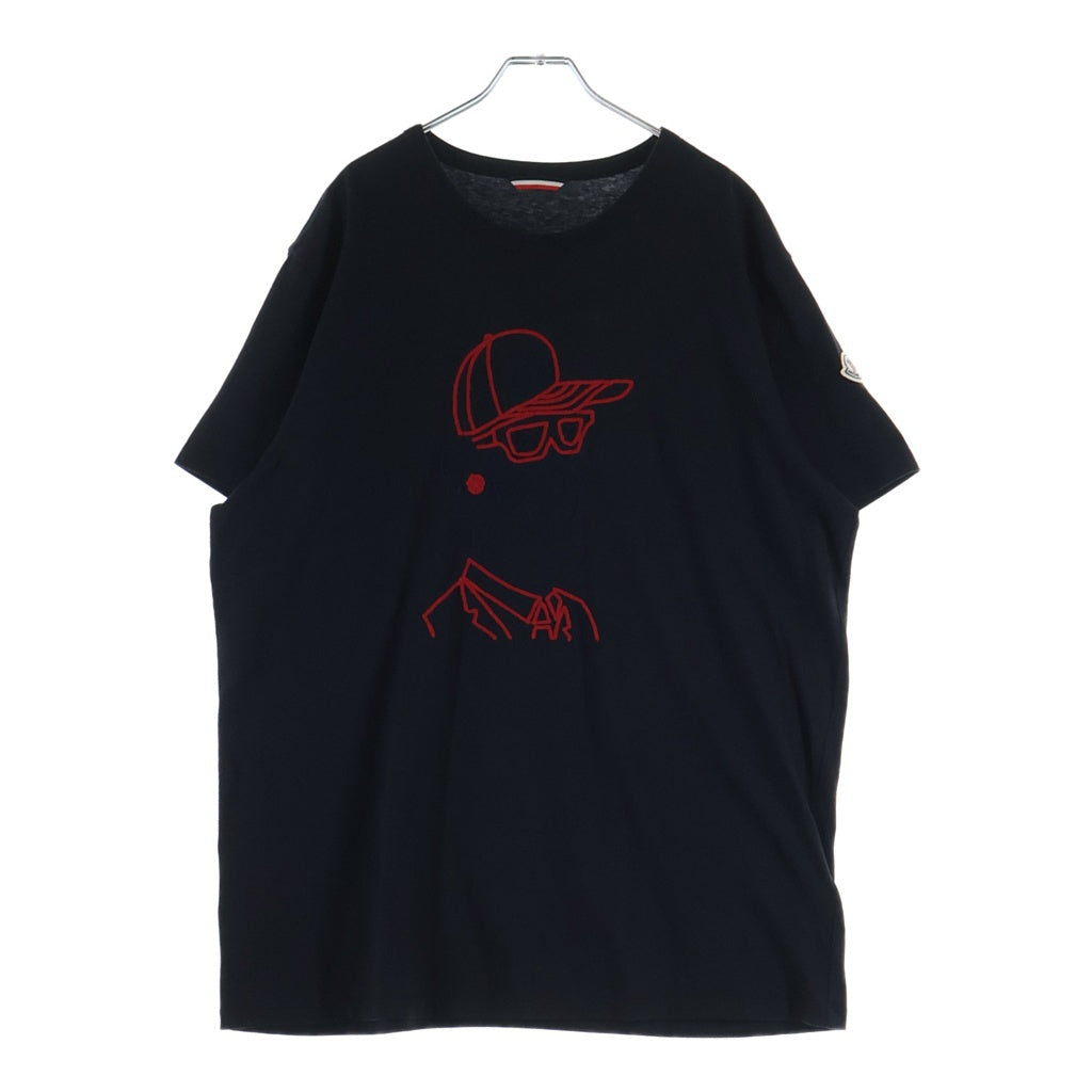 MONCLER(モンクレール) 18AW グラフィック刺繍 ワッペンロゴ 半袖Tシャツ カットソー ブラック D20918003750 8390T