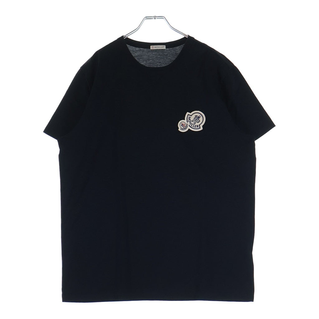 MONCLER(モンクレール) 19SS ダブルワッペンロゴ クルーネック 半袖Tシャツ カットソー ブラック D20918032500 8390Y