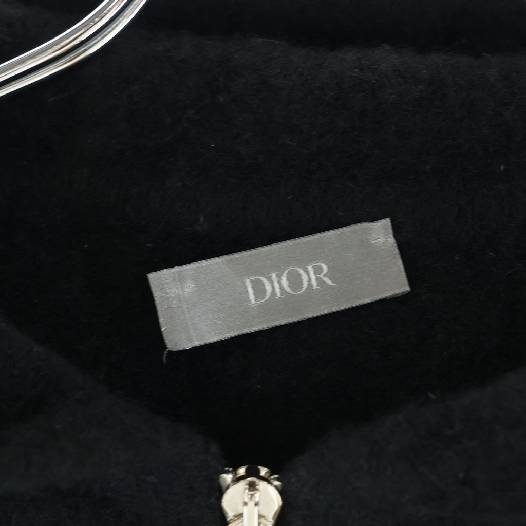 DIOR(ディオール) CD ICON ロゴ刺繍 カシミヤ ニット ジップアップ パーカー フーディー ブラック 113M200AT223