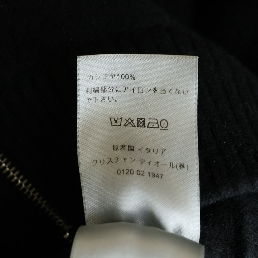 DIOR(ディオール) CD ICON ロゴ刺繍 カシミヤ ニット ジップアップ パーカー フーディー ブラック 113M200AT223