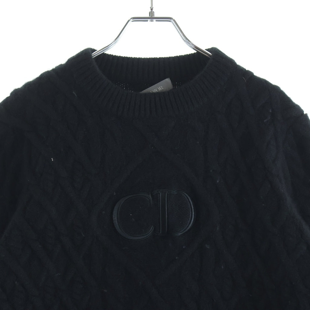 DIOR(ディオール) 21AW CDロゴ シグネチャー カシミヤ クルーネック プルオーバー アラン ニット セーター ブラック 213M656AT183