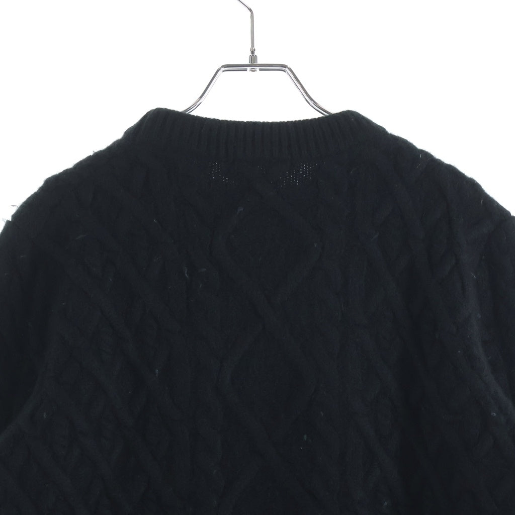DIOR(ディオール) 21AW CDロゴ シグネチャー カシミヤ クルーネック プルオーバー アラン ニット セーター ブラック 213M656AT183