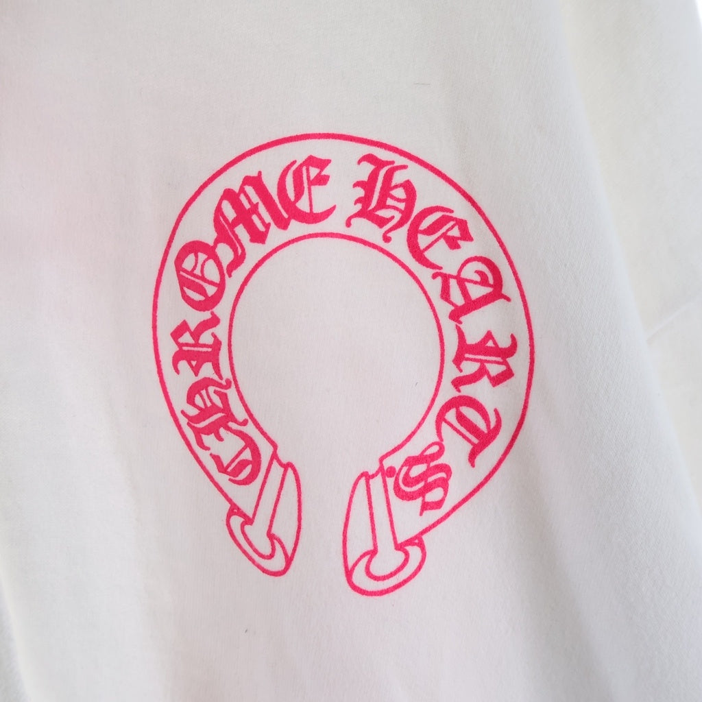 CHROME HEARTS(クロムハーツ) SWTSHRT PLVR ホースシュー 袖フローラル プリントプルオーバーパーカー ホワイト/ピンク