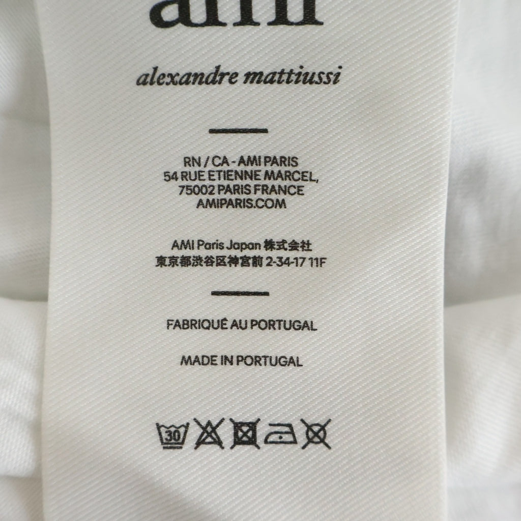 AMI Alexandre Mattiussi(アミアレクサンドルマテュッシ) ハートAロゴ 刺しゅう 半袖Tシャツ カットソー ホワイト BFUTS035.724