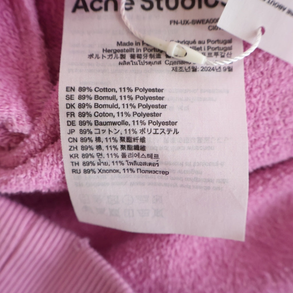 ACNE STUDIOS Bla Konst(アクネストゥディオズ ブロコンスト) 24SS Logo Hoodie Sweater ダメージ加工 ロゴフーディ スウェットパーカー ピンク FN-UX-SWEA000020