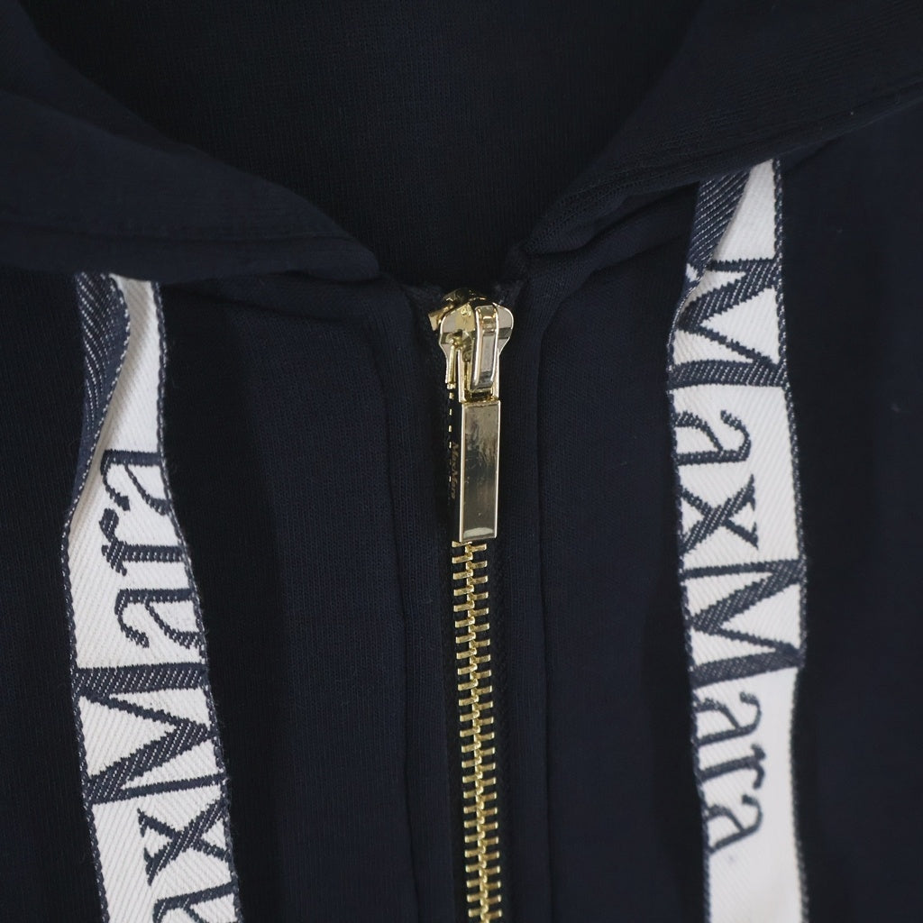 Max Mara(マックスマーラ) 26SS ロゴ フード付き ジップアップ パーカー ネイビー 2619921031