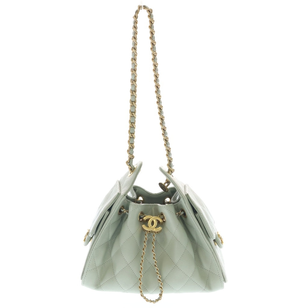 CHANEL(シャネル) シャネル25 ミニ ココマーク キャビアスキン ゴールド金具 チェーンショルダーバッグ AS5293 ライトグリーン グリーン系 レディース