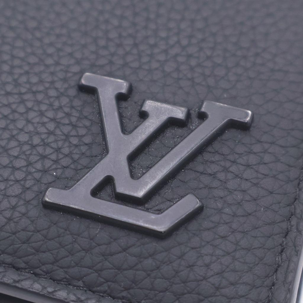 LOUIS VUITTON(ルイヴィトン) アエログラム ポルトフォイユ ミュルティプル レザー 二つ折り財布 ブラック レディース