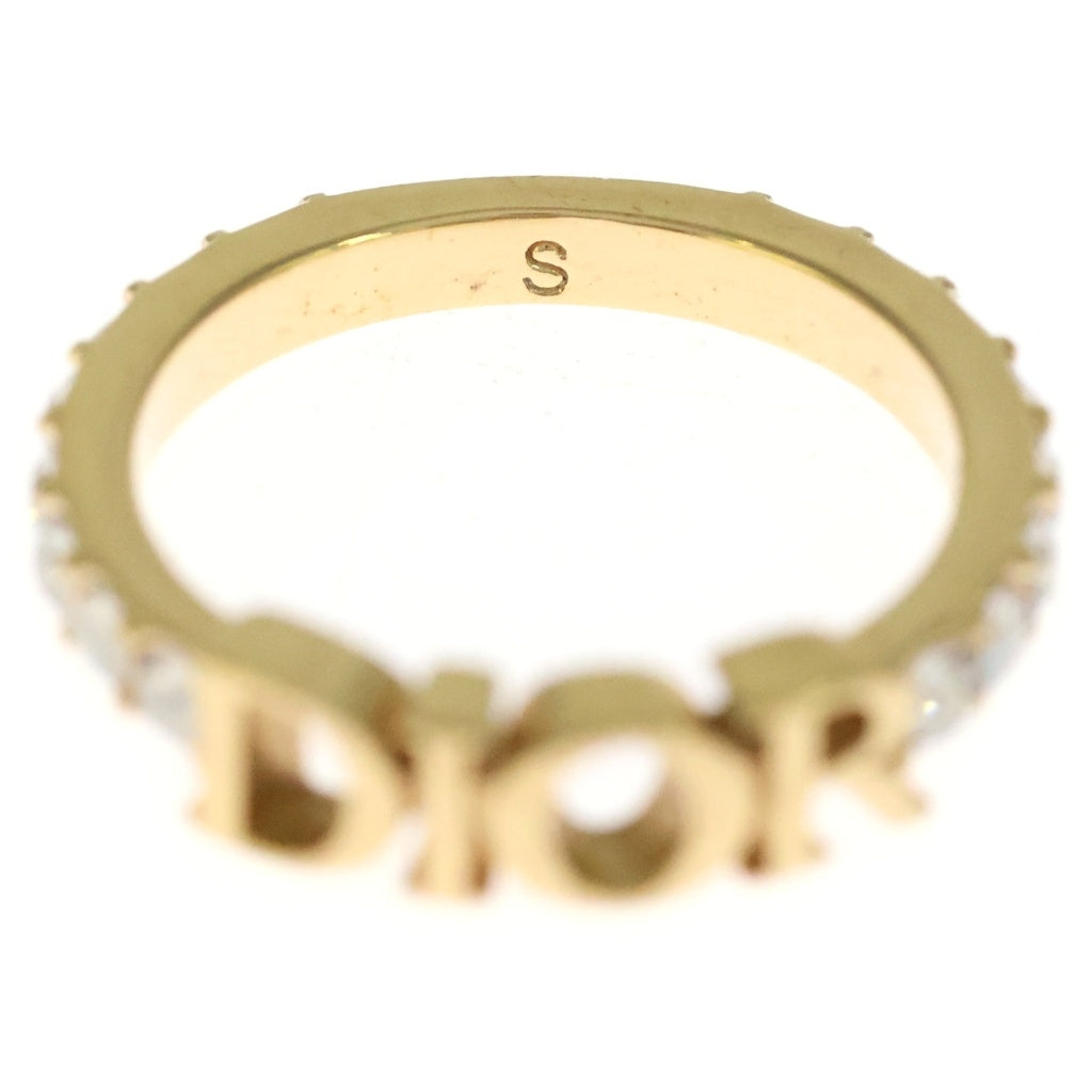 Christian Dior(クリスチャンディオール) ロゴ ラインストーン リング ゴールド #S レディース