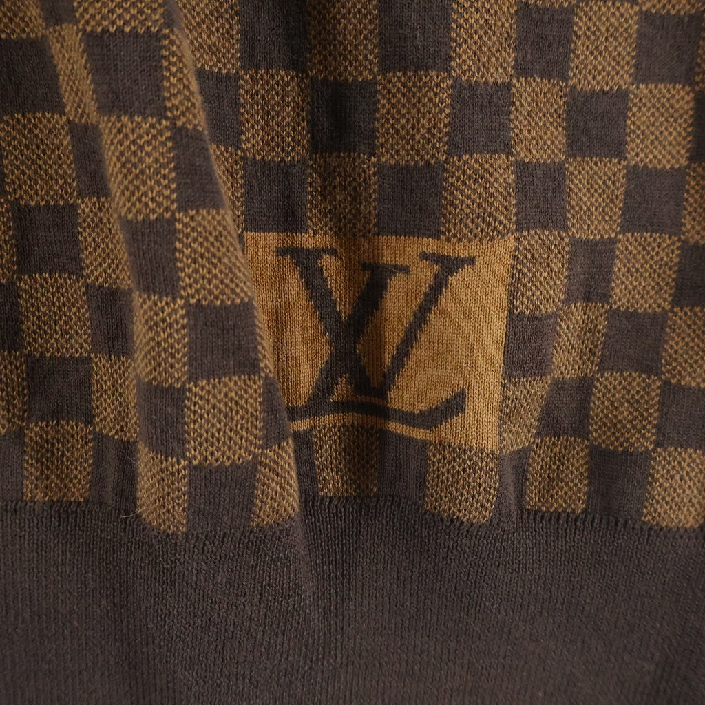 LOUIS VUITTON(ルイヴィトン) ダミエ ラウンドネック 長袖ニット セーター ウール 総柄 ブラウン RM102D