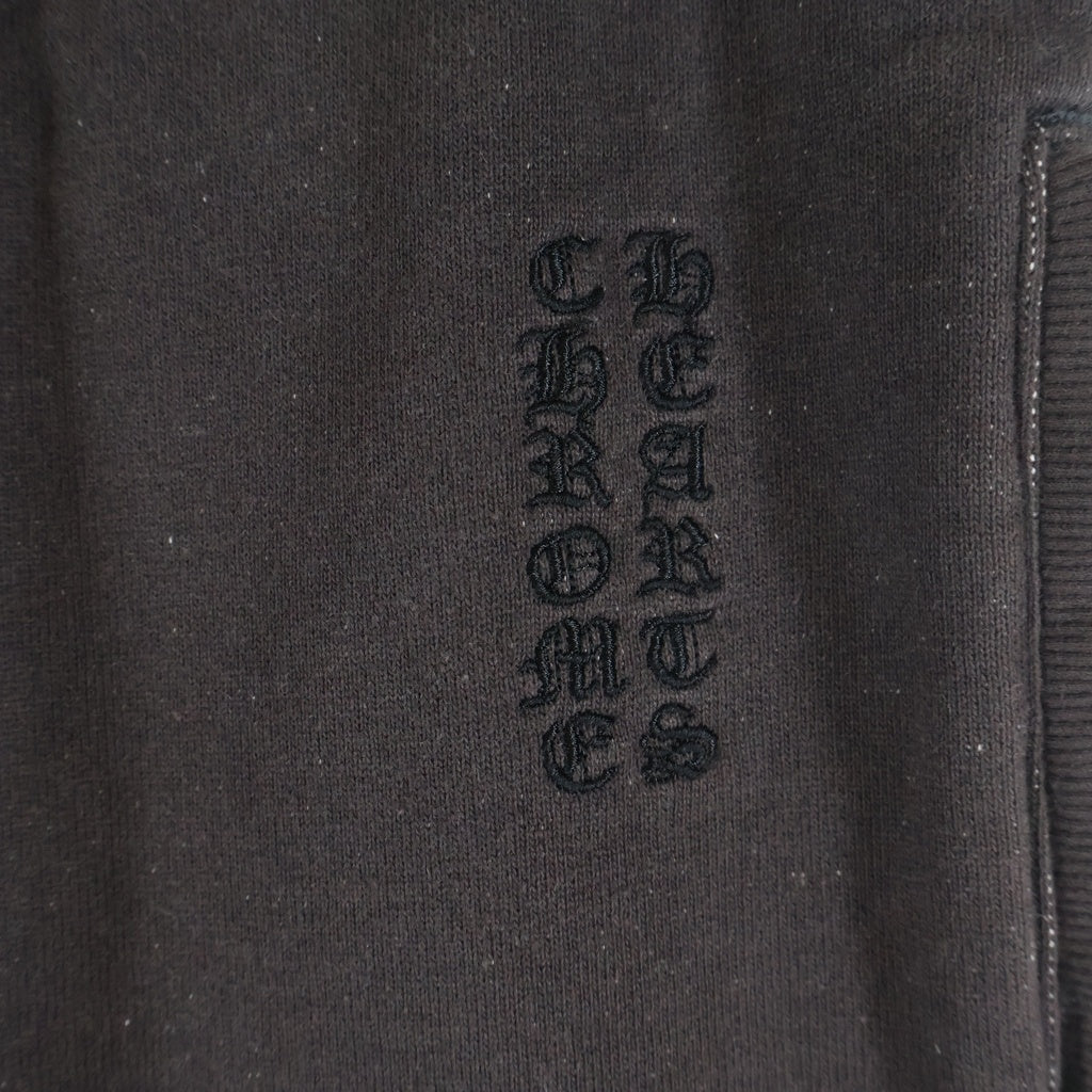 CHROME HEARTS(クロムハーツ) Y NOT ヴァインダガー ロゴ刺繍 スウェットロングパンツ コットン 裾リブ ブラウン